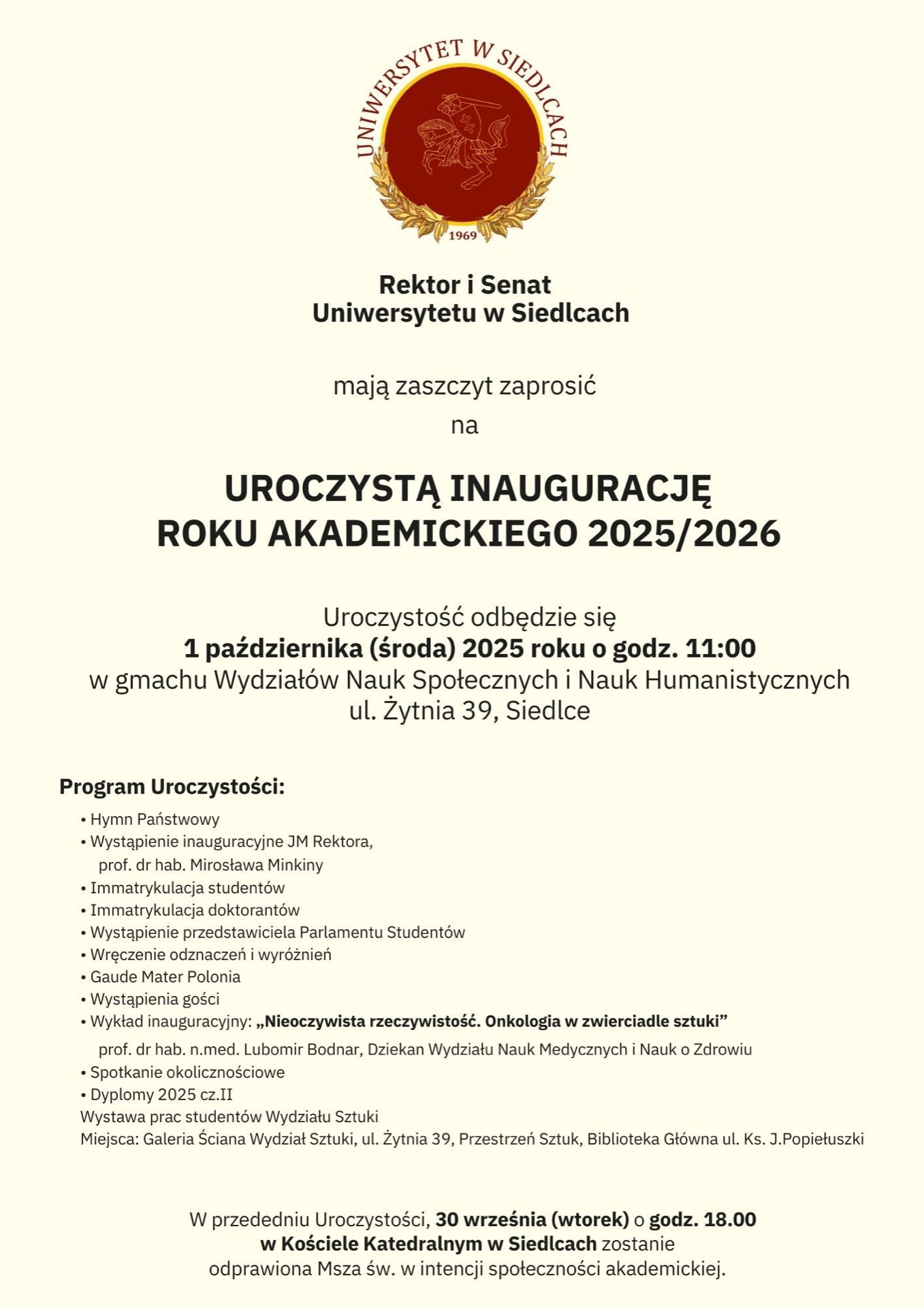 UwS Inauguracja Plakat